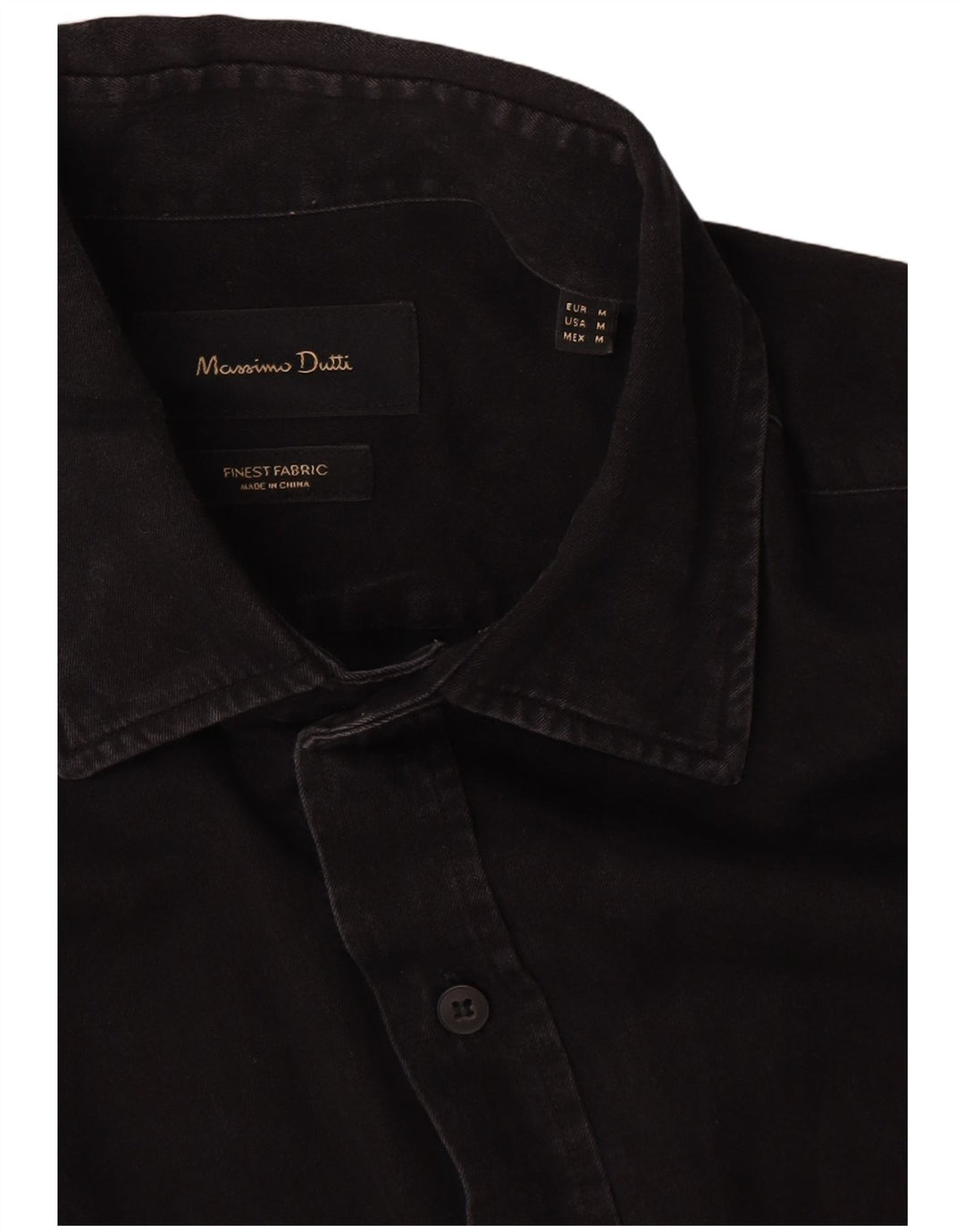 Cămașă Massimo Dutti pentru bărbați din denim, bumbac mediu negru
