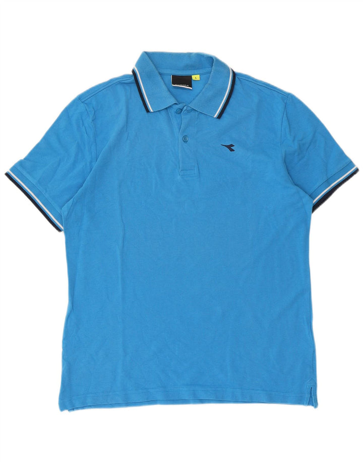Tricou polo pentru bărbați Diadora, bumbac cu dungi albastre mari