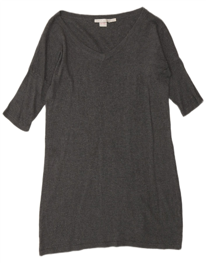 Rochie cu mâneci 3/4 pentru femei Zara UK 14, gri mediu