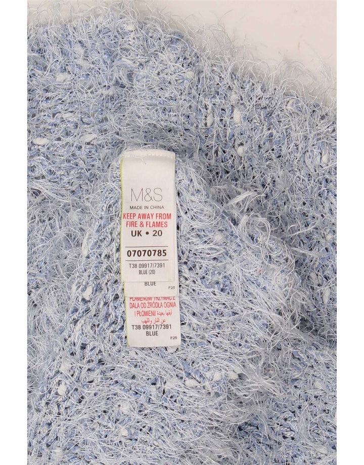 Pulover pentru femei Marks & Spencer cu decolteu triplu UK 20 2XL Albastru Poliester