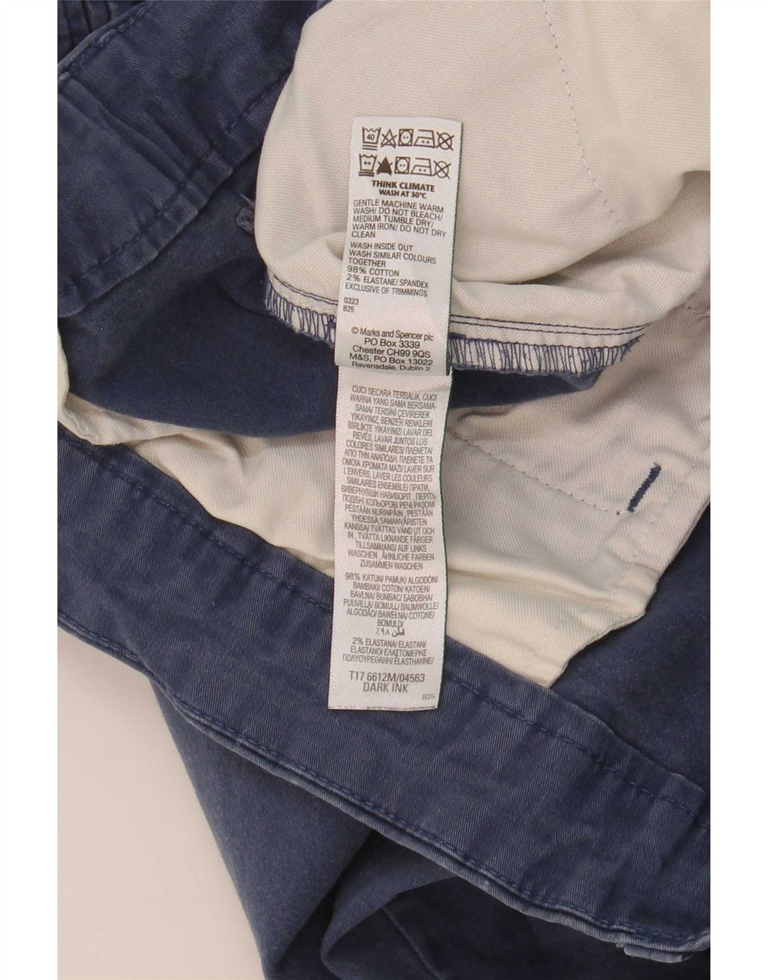 Pantaloni chino pentru bărbați Marks & Spencer, cu ajustare normală, L44 L31, bumbac albastru