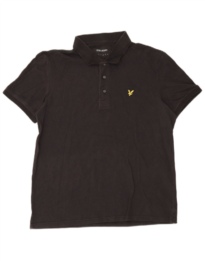 Tricou polo pentru bărbați Lyle & Scott, bumbac negru mare