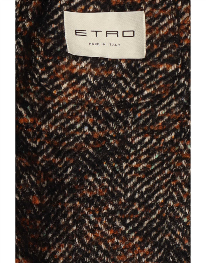 Pardesiu pentru bărbați Etro IT 52 XL Maro Lână Heringbone Clasic