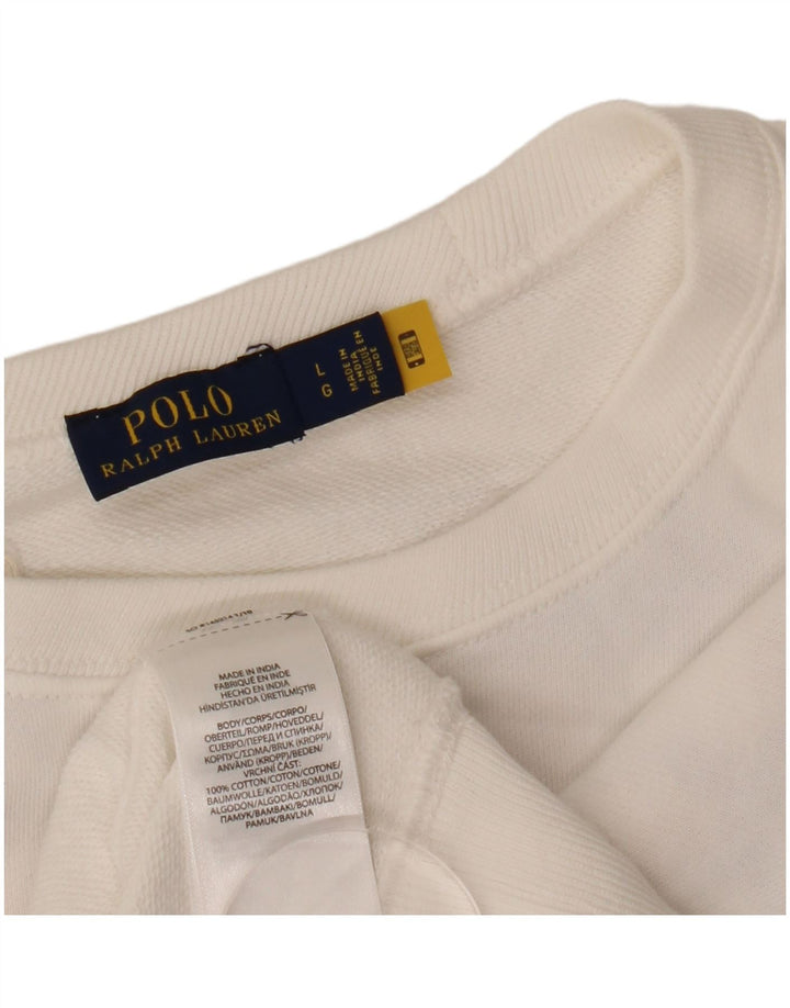 POLO RALPH LAUREN Hanorac crop pentru femei Pulover UK 16 Large White