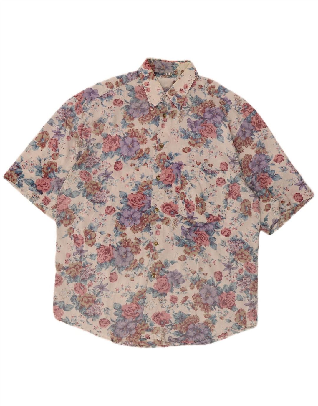 Cămașă Vintage pentru bărbați cu mânecă scurtă, medie, multicoloră, florală, retro