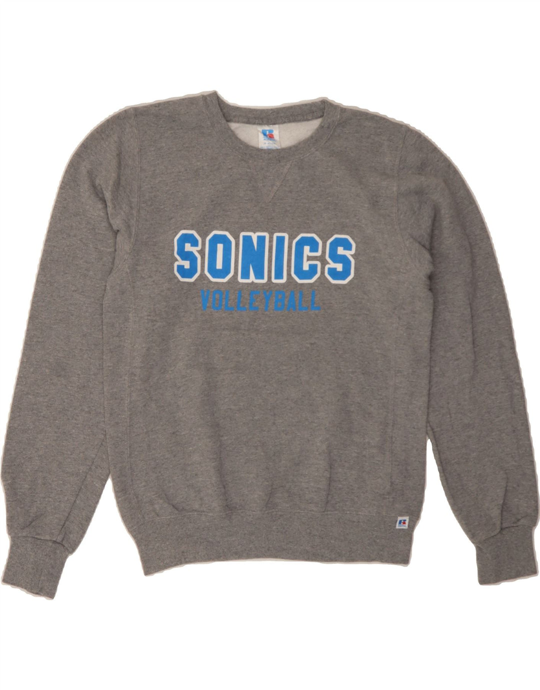 RUSSELL ATHLETIC Mens Sonics Volleyball Sweatshirt Jumper Small Grey Vintage Russell Athletic and Second-Hand Russell Athletic from Messina Hembry 