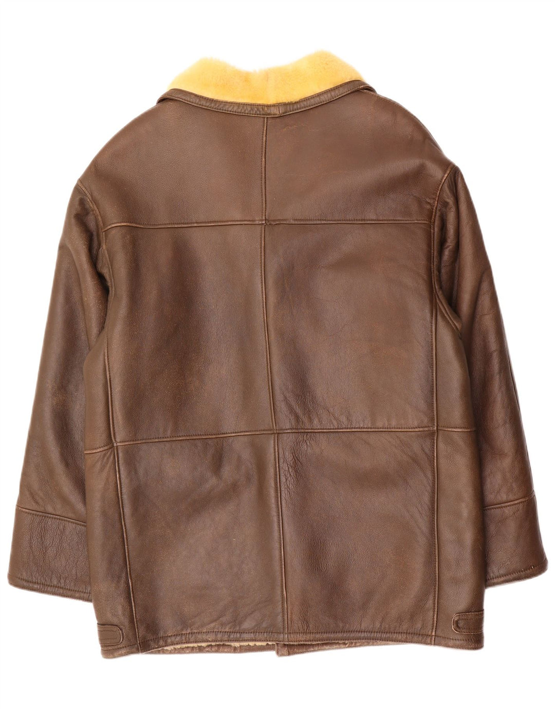 Pardesiu vintage pentru bărbați din shearling UK 40 mare maro