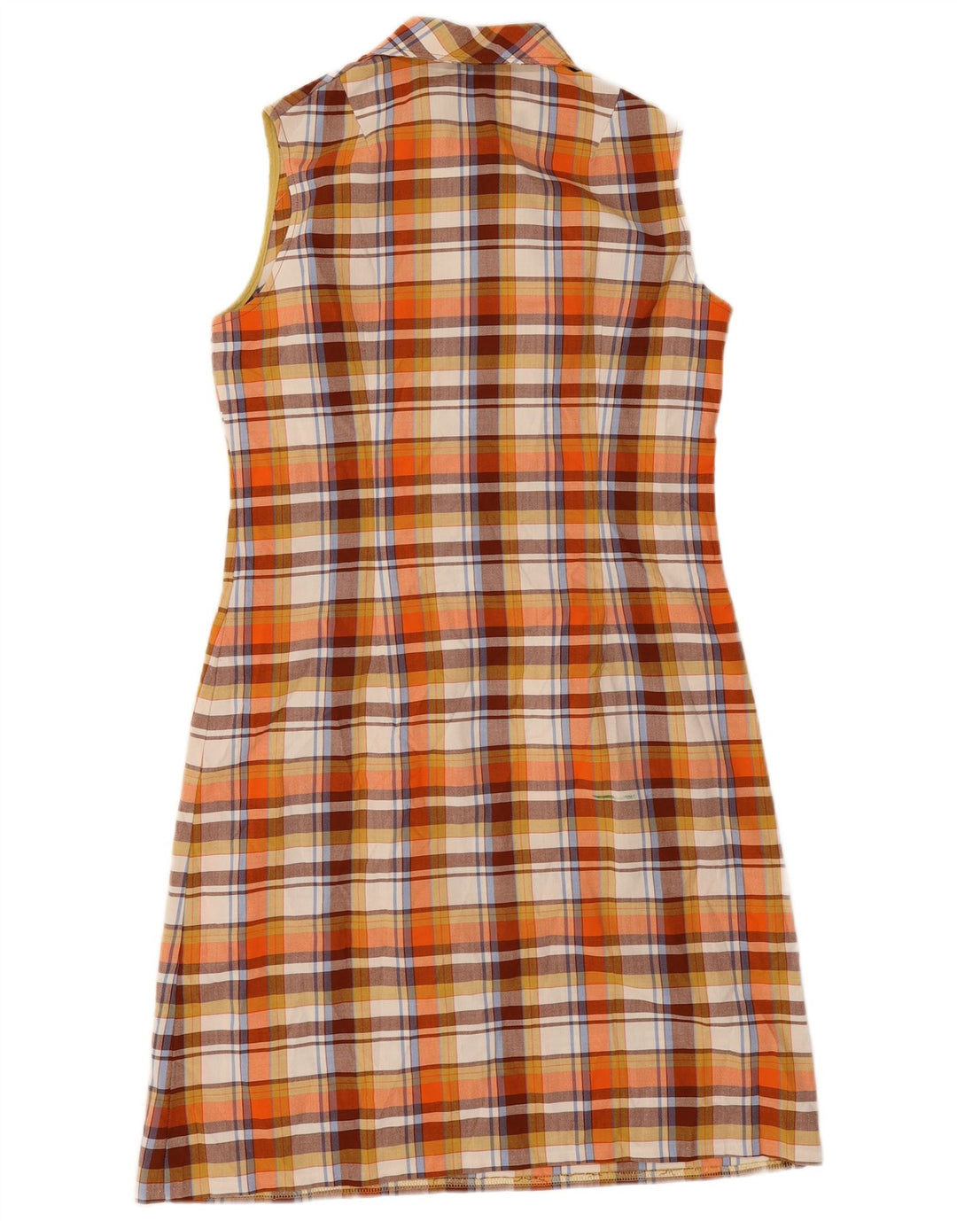 Rochie teacă fără mâneci pentru femei vintage IT 42 Poliester cu carouri portocaliu mediu