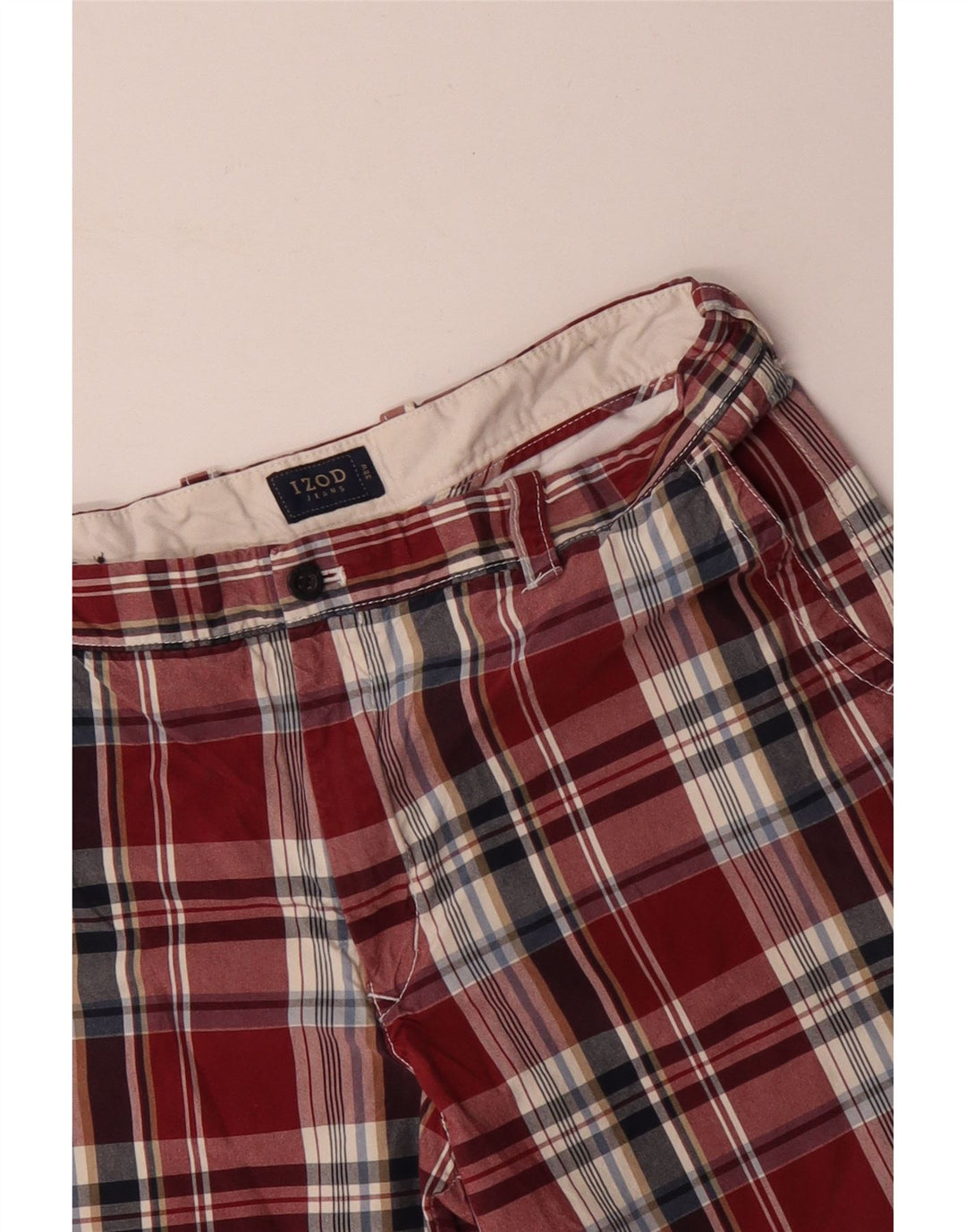 Pantaloni scurți chino pentru bărbați IZOD W38 XL, bumbac cu carouri roșii