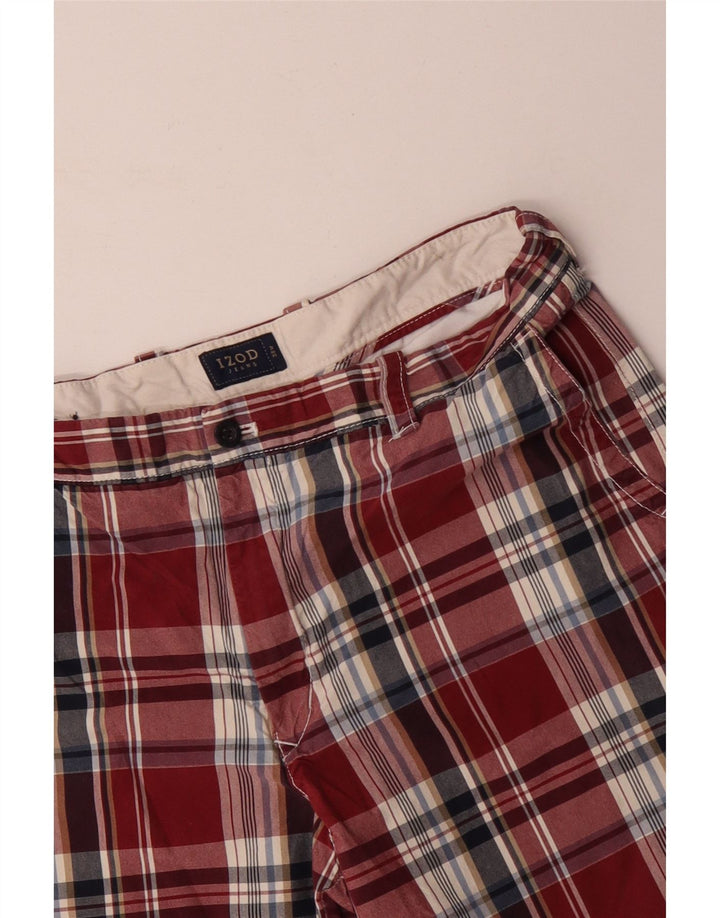 Pantaloni scurți chino pentru bărbați IZOD W38 XL, bumbac cu carouri roșii
