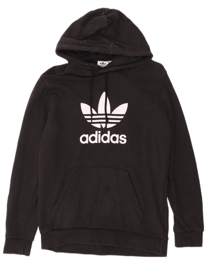 Pulover cu glugă cu grafic pentru bărbați Adidas, bumbac mediu negru
