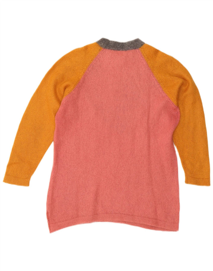 Pulover vintage pentru femei cu decolteu rotund IT 42 Medium Pink Colorblock