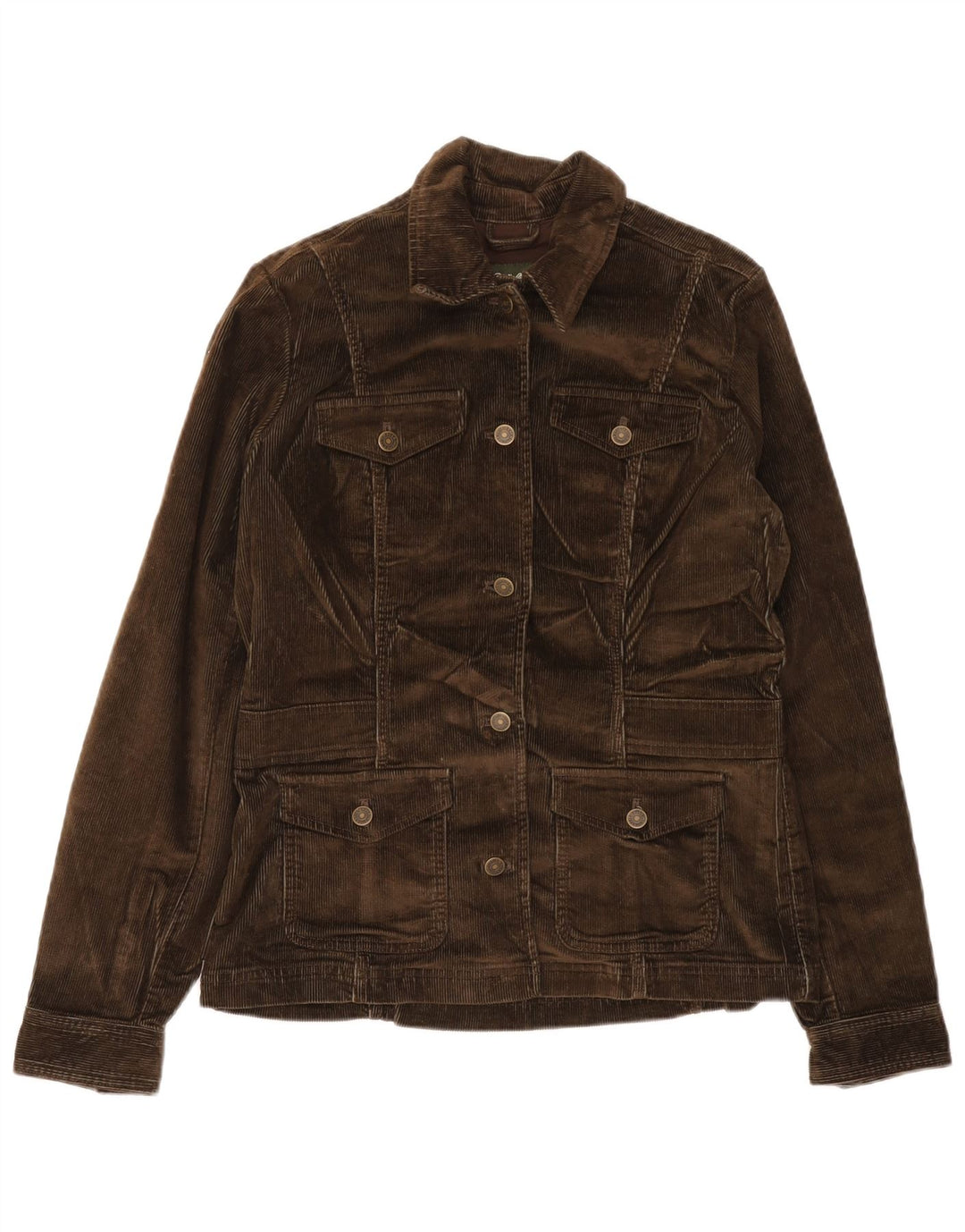 Jachetă înaltă din velur pentru femei Eddie Bauer UK 14, bumbac maro mediu