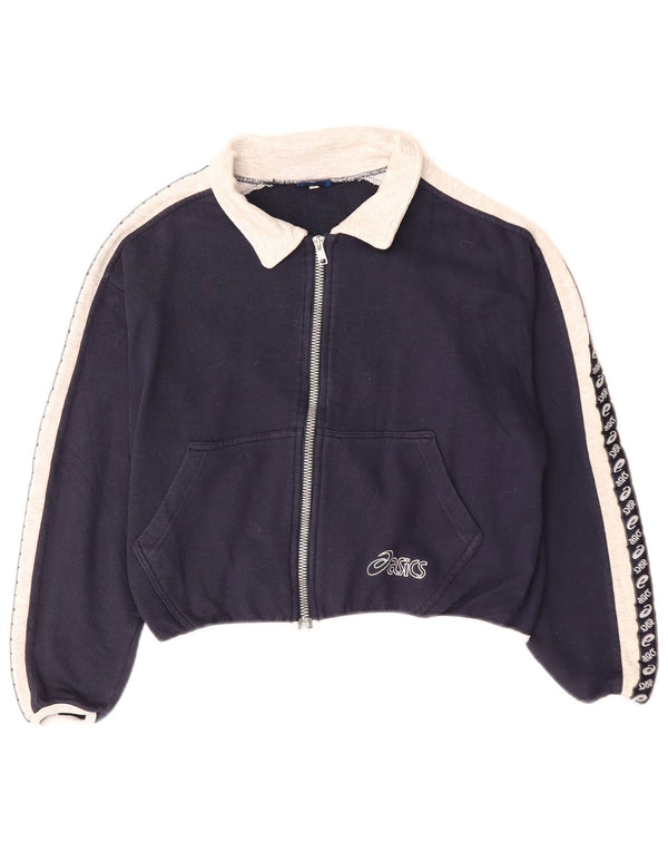 Jachetă de top pentru trening grafic Asics pentru femei UK 10 Mic, albastru bleumarin