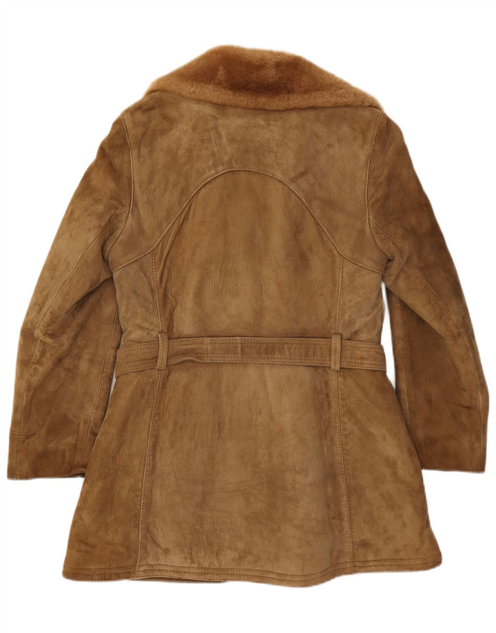 Palton vintage pentru femei din shearling UK 12 Bej mediu