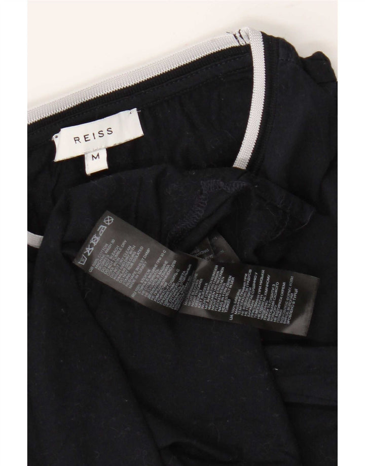 Tricou obișnuit cu mânecă scurtă Reiss pentru bărbați, bumbac mediu negru