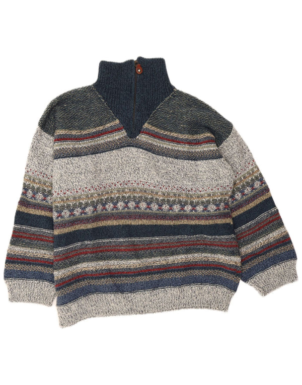 Angelo Litrico Mens Zip Neck Jumper Sweater Medium Multicoloured Striped