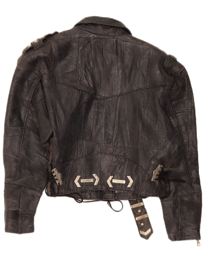 Jachetă motociclist din piele crop DR MARTENS pentru femei UK 18 XL maro mozaic