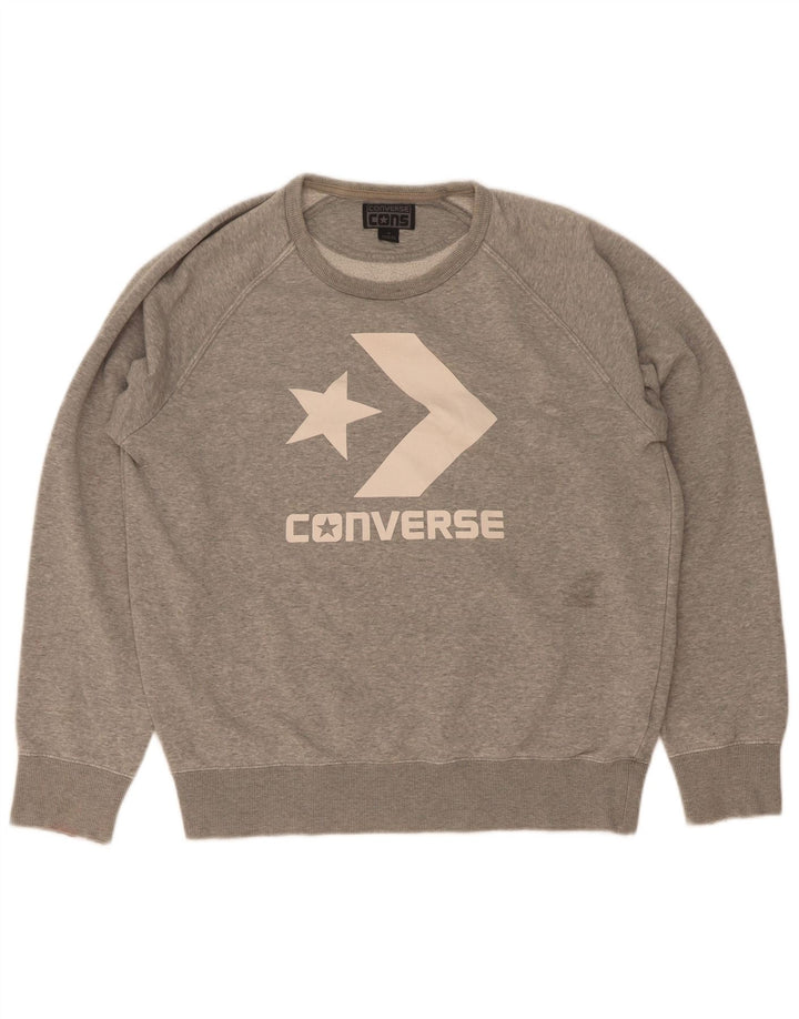 Pulover de hanorac grafic Converse pentru femei UK 14, bumbac gri mediu