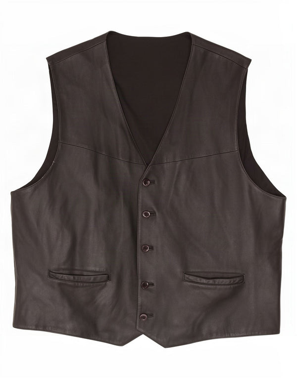 Vestă din piele vintage pentru bărbați UK 42 XL Negru