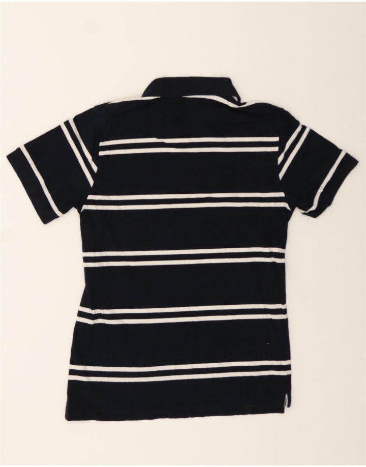 REEBOK Mens Polo Shirt Medium Navy Blue Striped Cotton Vintage Reebok and Second-Hand Reebok from Messina Hembry 