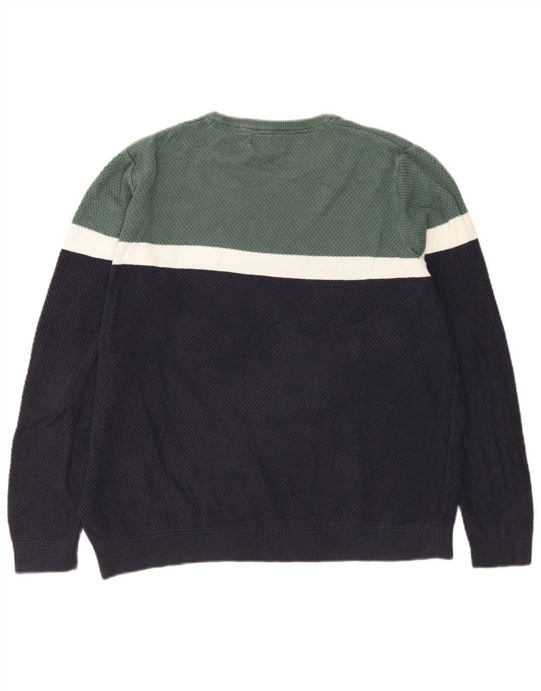 Pulover pentru bărbați Marks & Spencer cu gât roșu, mare, bleumarin, color block