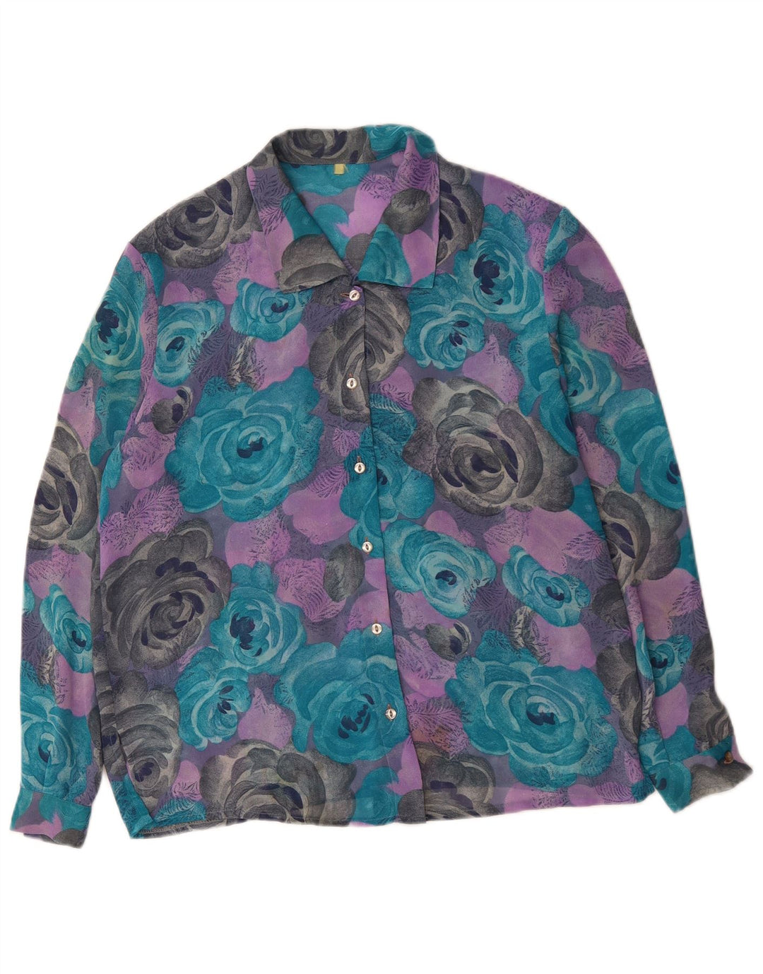 Bluză cămașă pentru femei VINTAGE UK 18 XL, multicoloră, florală