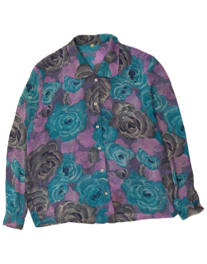 Bluză cămașă pentru femei VINTAGE UK 18 XL, multicoloră, florală