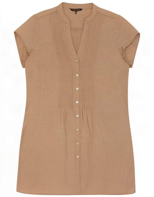 Rochie cămașă cu mâneci scurte pentru femei Laura Ashley UK 14 Mare Bej In