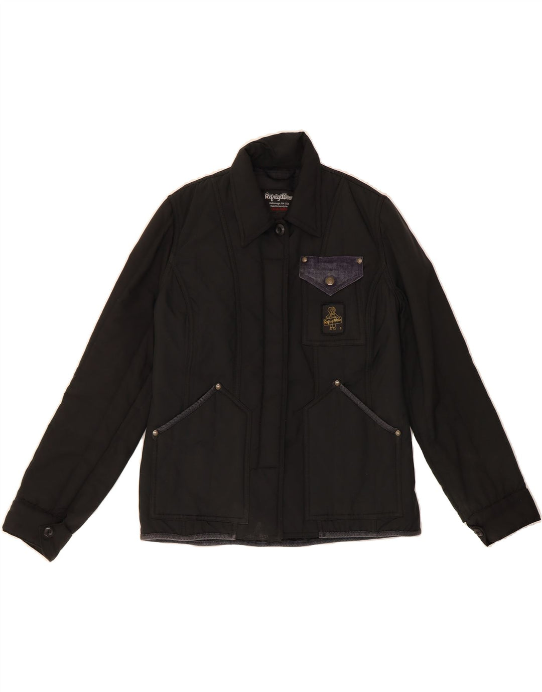 REFRIGIWEAR Womens Bomber Jacket UK 14 Medium Black Vintage Refrigiwear and Second-Hand Refrigiwear from Messina Hembry 