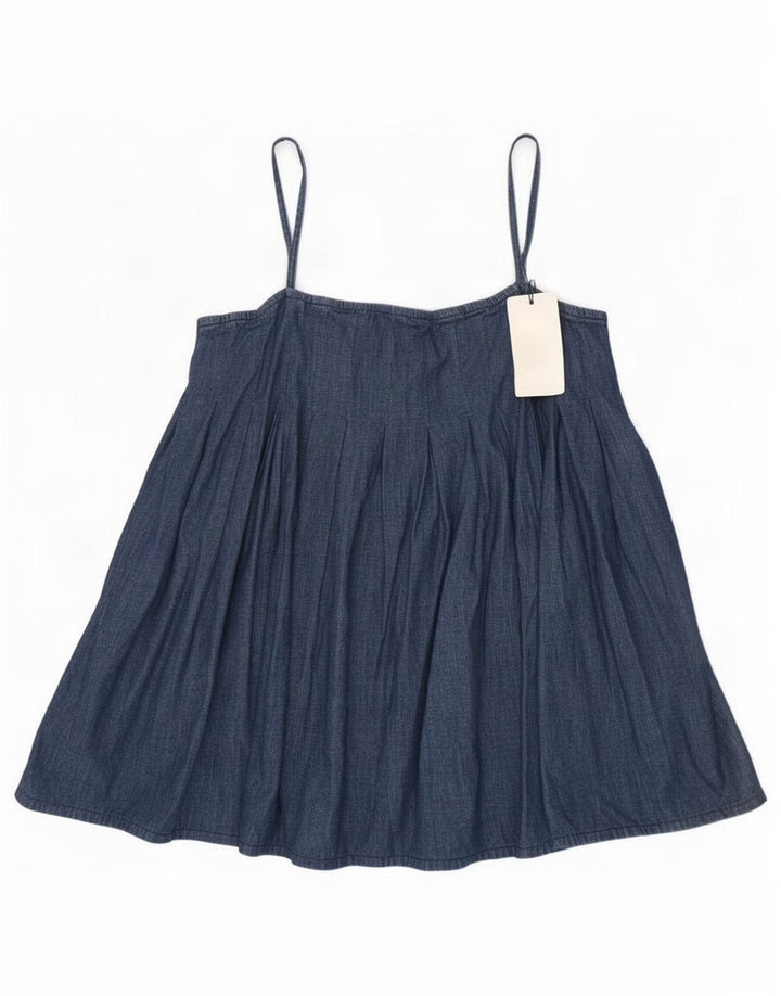 Top camis de blugi pentru femei Zara UK 12, bumbac albastru mediu