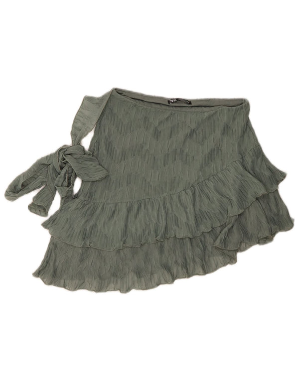 Fusta mini etajate pentru femei Zara Mic W26 Poliester verde