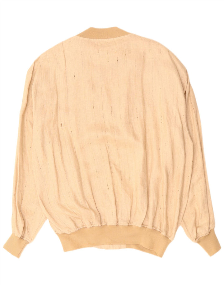 VINTAGE Bomber Jacket pentru bărbați UK 42 XL Bej Pinstripe Linen