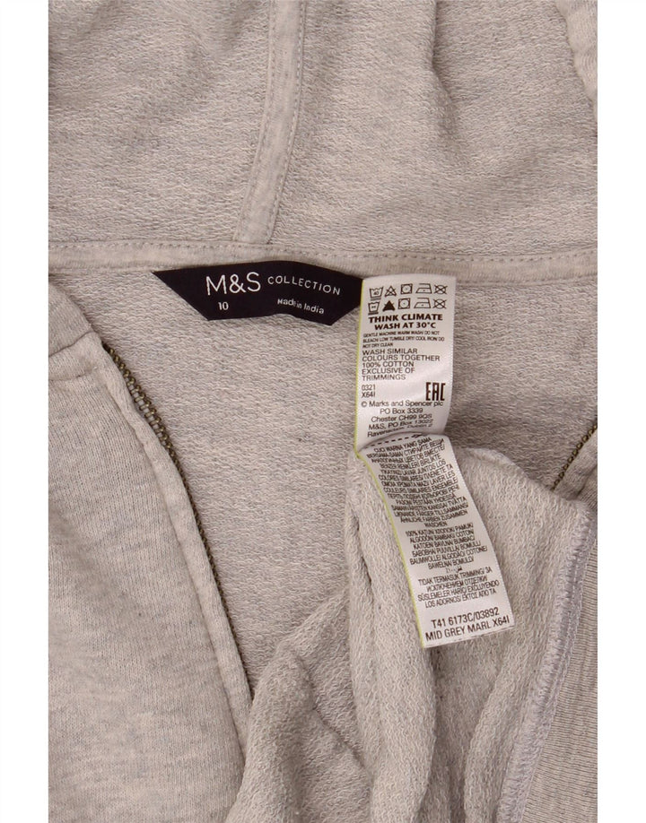 Pulover pentru femei Marks & Spencer, supradimensionat, cu fermoar, bumbac, 10 UK, gri mic