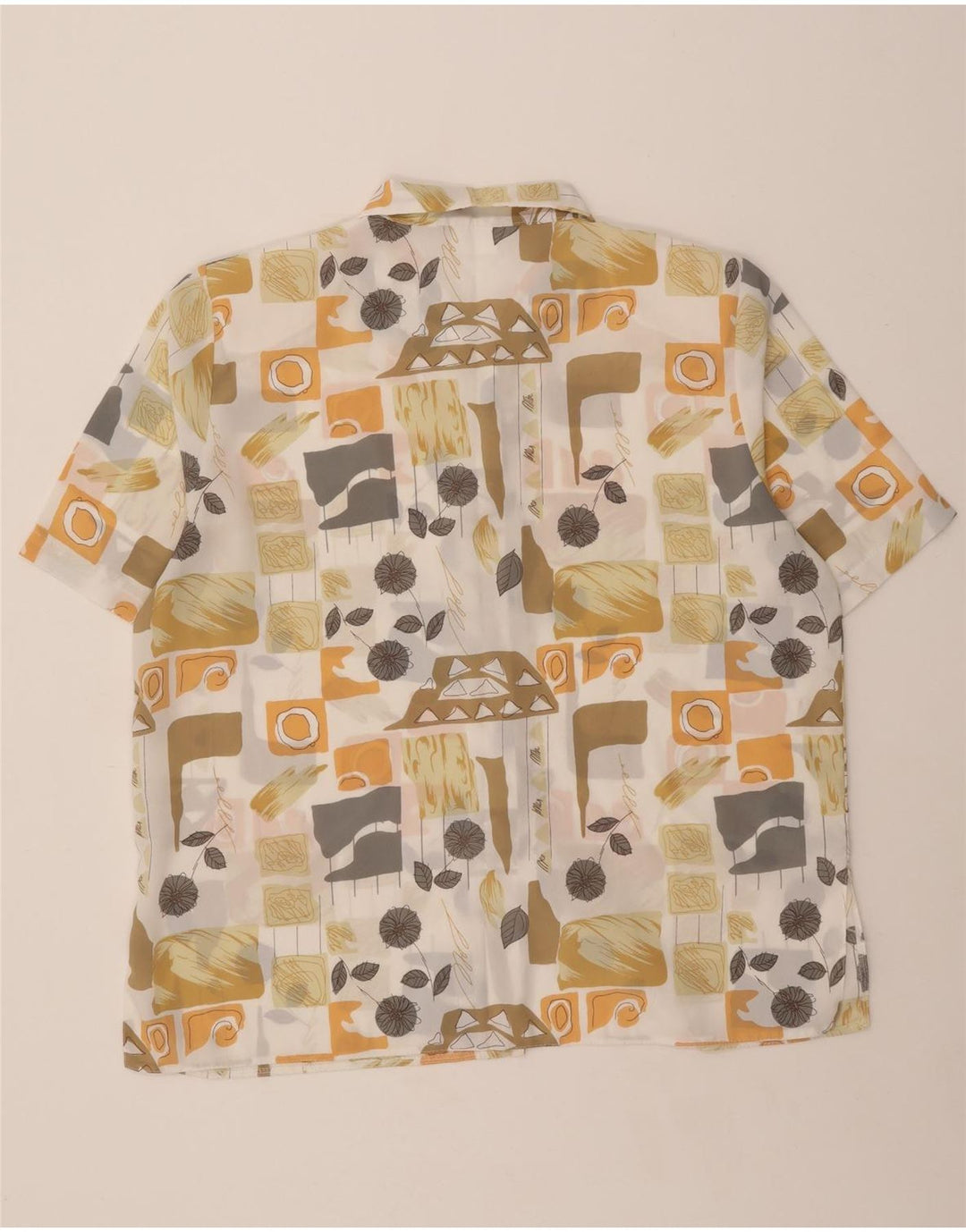 MICHAEL GOLD Womens Oversized Abstract Pattern Shirt UK 18 XL White