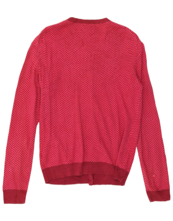 Pulover cardigan Tommy Hilfiger pentru femei UK 14 Medium Pink Herringbone Bumbac