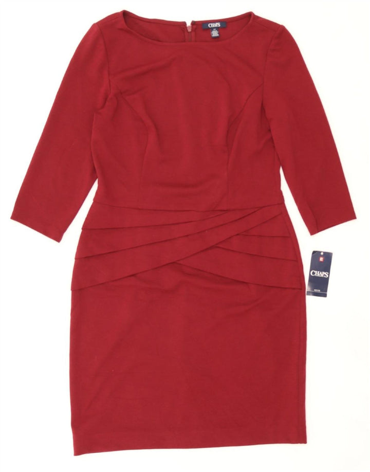 CHAPS Womens Petite 3/4 Sleeve Sheath Dress US 14 XL Red Polyester Vintage Chaps and Second-Hand Chaps from Messina Hembry 