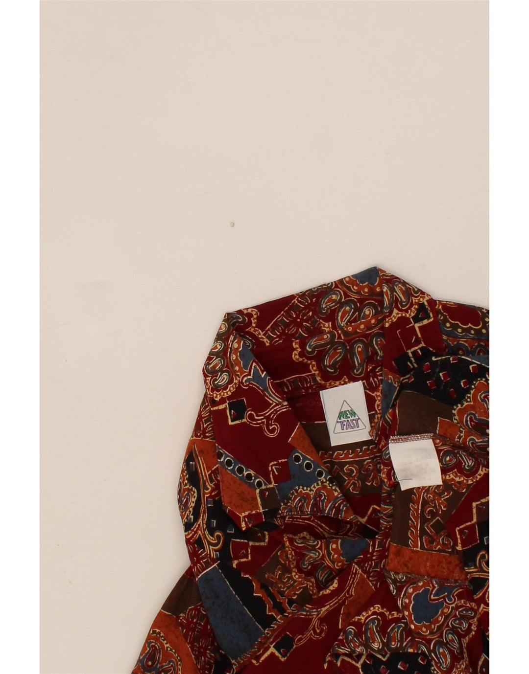NEW FAST Womens 3/4 Sleeve Shirt Blouse IT 46 Large Burgundy Patchwork Vintage New Fast and Second-Hand New Fast from Messina Hembry 