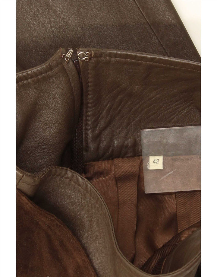Fusta evazată din piele vintage pentru femei IT 42 Medium W26 maro
