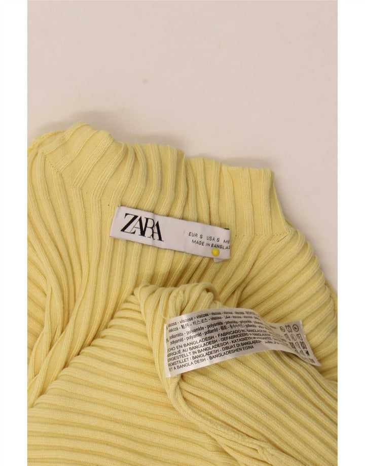 Crop Top pentru femei Zara cu mânecă lungă UK 8 Mic galben viscoză