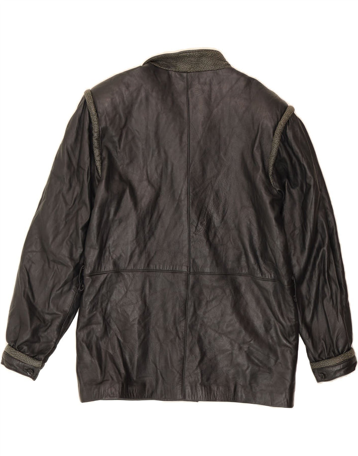 VINTAGE Womens Leather Jacket IT 48 XL Black Leather Vintage Vintage and Second-Hand Vintage from Messina Hembry 
