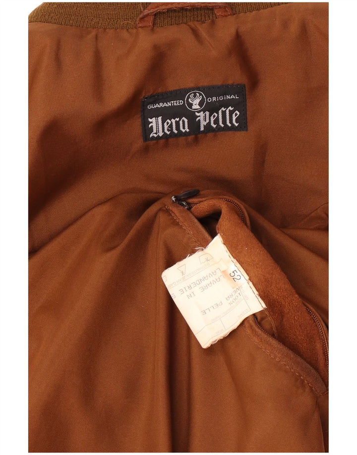 Jachetă vintage pentru bărbați din piele intoarsa IT 52 XL maro din piele retro