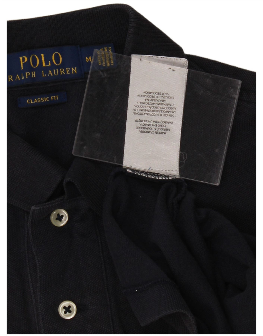 POLO RALPH LAUREN Mens Classic Fit Polo Shirt Medium Navy Blue Cotton