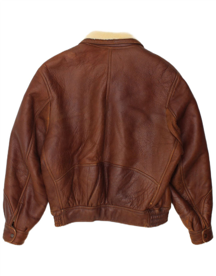 Jachetă vintage pentru bărbați din shearling IT 48 Maro Mediu