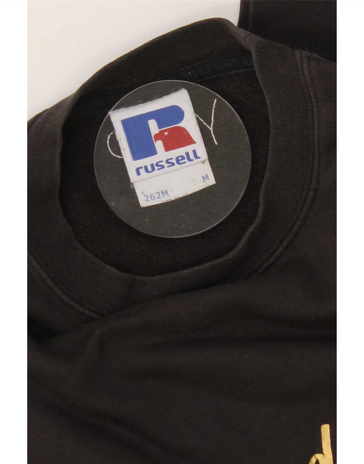 Hanorac grafic pentru bărbați Russell Athletic Pulover mediu din bumbac negru