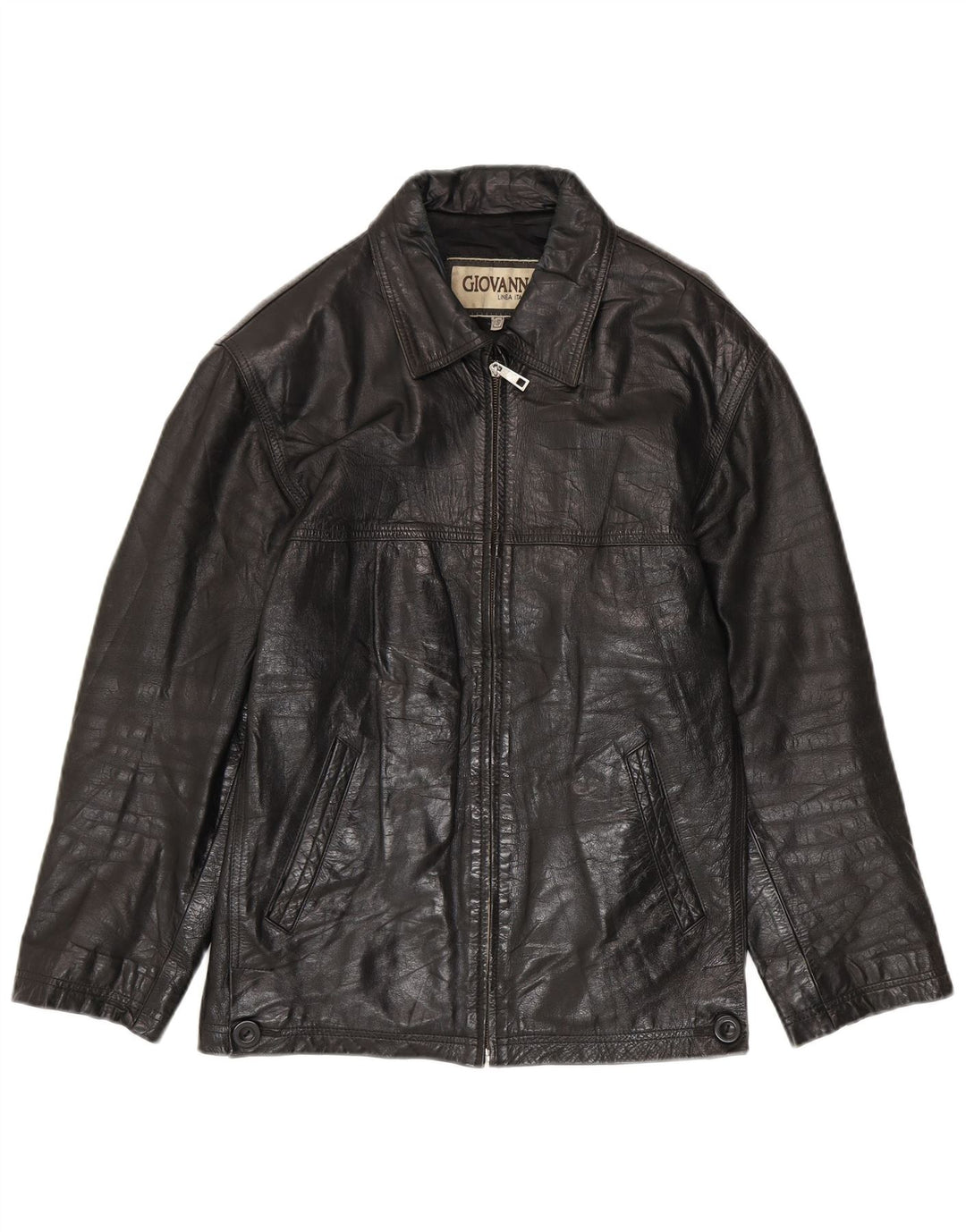 Jachetă de piele vintage pentru bărbați UK 36 Small Black