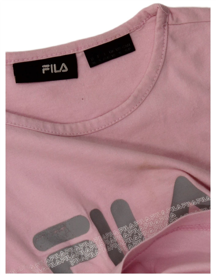 Tricou crop cu grafic FILA pentru femei Top UK 10 Small Pink