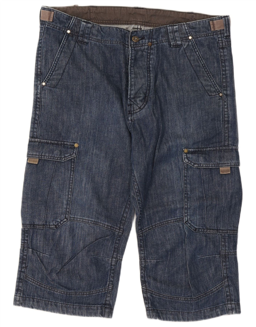 Pantaloni scurți din denim cargo Wrangler pentru bărbați W36, bumbac albastru mare