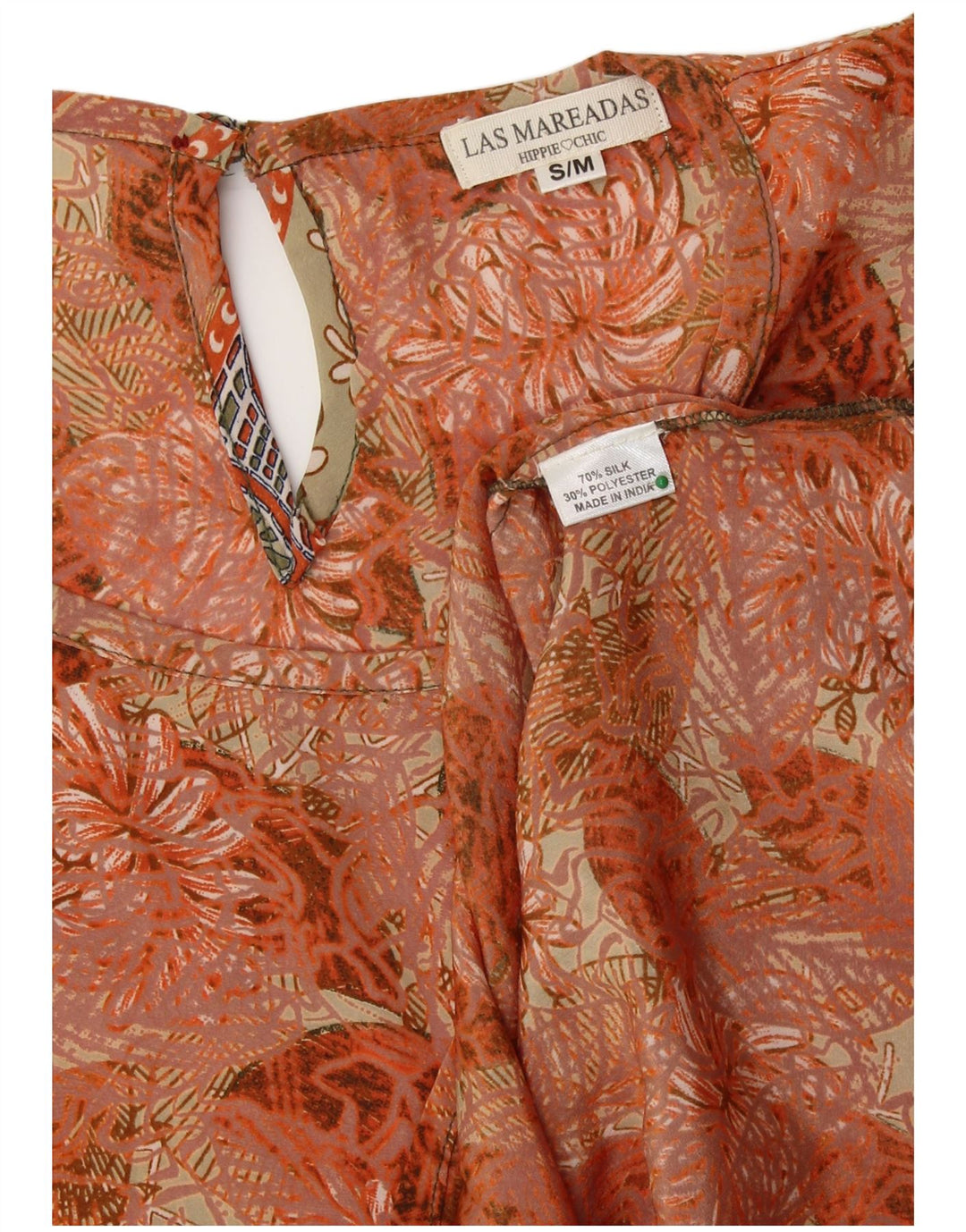 Bluză supradimensionată pentru femei LAS MAREADAS Top UK 10 Small Orange Floral Silk