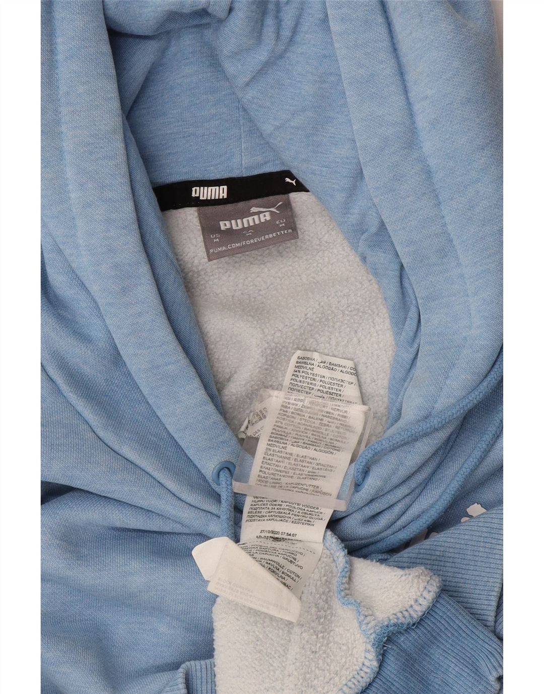 Pulover Puma pentru bărbați, bumbac cu pete albastru mediu